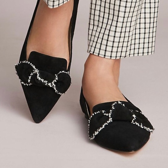 Sam Edelman Flats w/bow Black Suede Size 6.5 - Picture 1 of 5